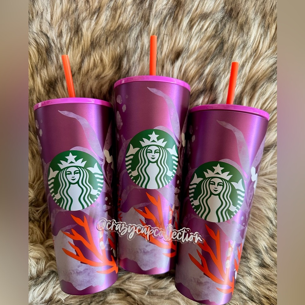 Starbucks Vibrant Purple Tumblers with Orange Straws $30 each with tag no flaws
